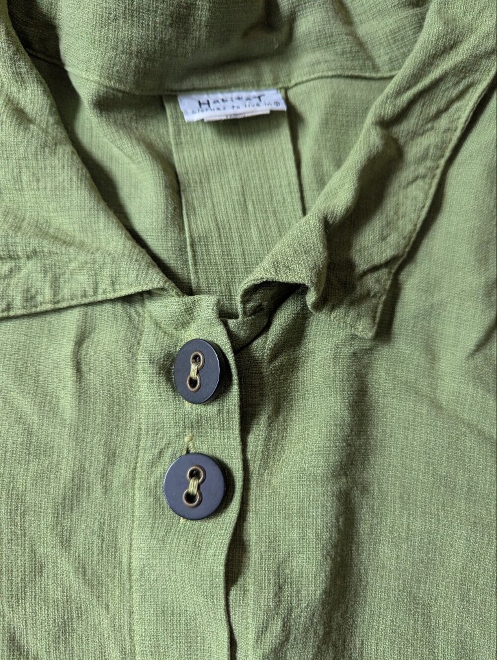 Habitat Women's Green Button-Front 3/4 Sleeve Tunic Top Sz M - Picture 3 of 7